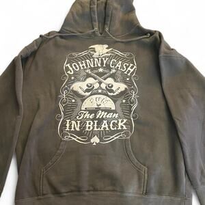 Grey Johnny Cash The Man in Black hoodie Size XL Brand New